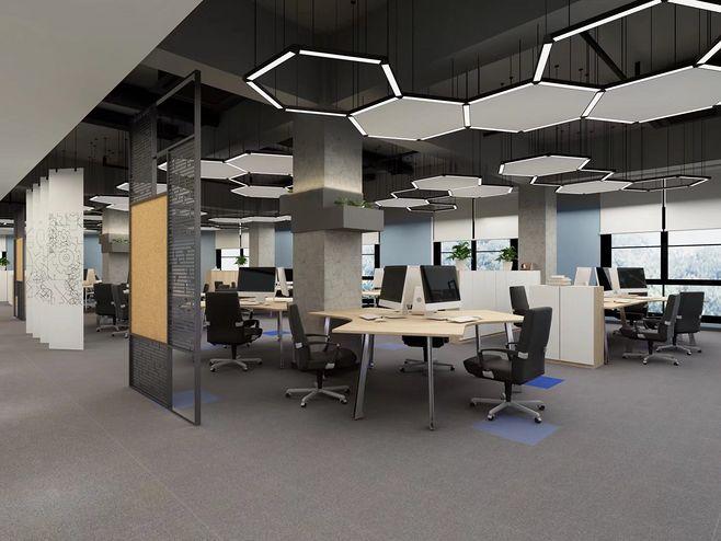 空间规划局办公室整装装修设计案例北斗系统-开放式办公区效果图